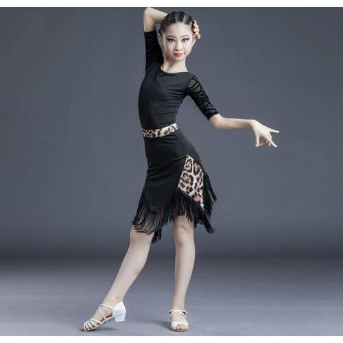 2021 New Children Latin Dance Dress Summer Practice Clothes Girls Tassel Dance Skirt Suit Competition Performance Costumes