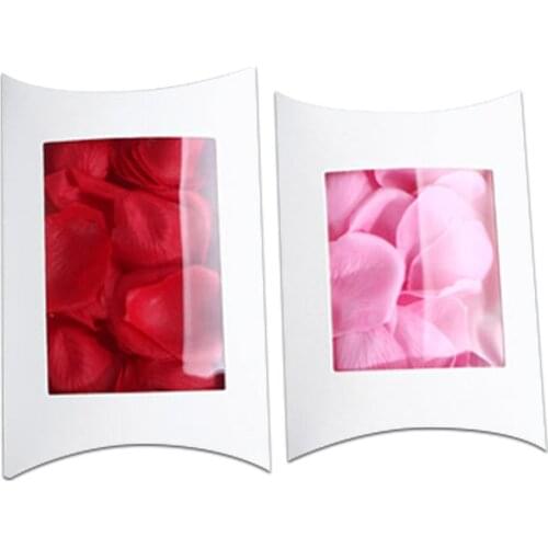 30pcs 2 Size White Paper Cardboard Pillow Box Packaging With Clear Window Gift Candy Wedding Party Pack Paperboard Carton Boxes