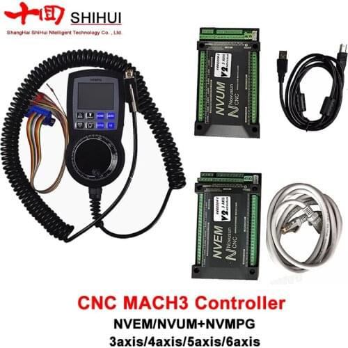 CNC Mach3 Set NVUM USB/NVEM Ethernet Motion Control Card+NVMPG Handwheel With LCD Display 3-6Axis MPG For DIY CNC Router
