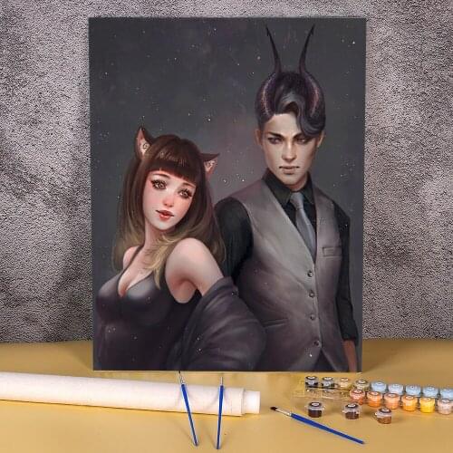 Cartoon Girl Woman Painting By Numbers Set Oil Paints 50*70 Boards By Numbers Decoration For Children Art