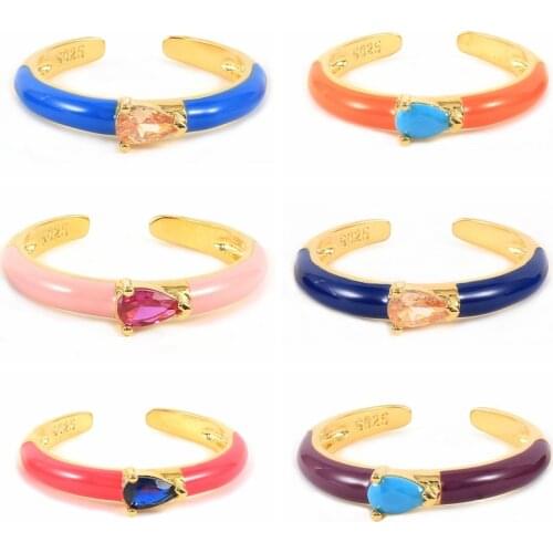 BOAKO Enamel Diamond Rings For Women Girls 925 Silver Ring 2021 Trend Anillos Mujer Fashion Women Fine Jewelry Aros Colores