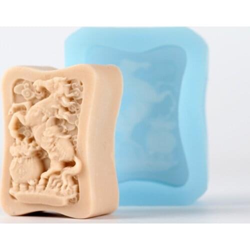 Handmade Soap Molds Rectangle with Horse Pattern Silicone Moulds Handmade Soap Making Supplies