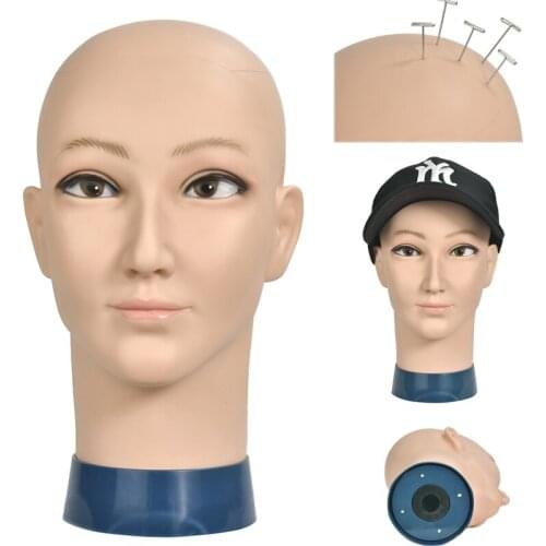 Bald Mannequin Head With Clamp Female Mannequin Head For Wig Making Hat Display Cosmetology Manikin Head For Makeup Practice