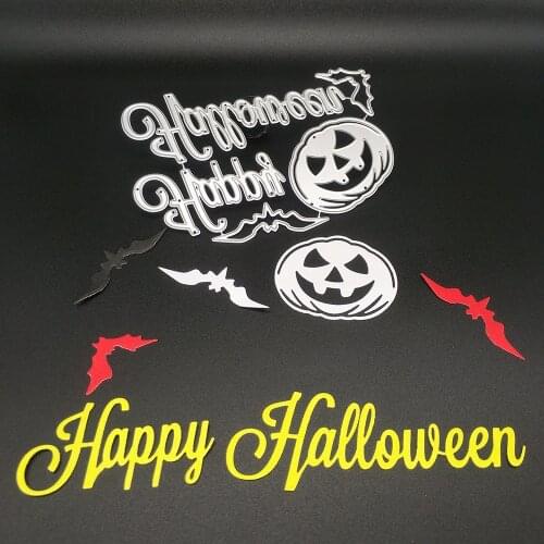 Happy Halloween, pumpkin, bat metal cutting mold scrapbook photo album decoration DIY handmade art