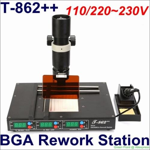 In Stock PUHUI SMT BGA IR Rework Station T-862++ IRDA Welder Oven T862++ Infrared SMT SMD IRDA BGA Welder T 862 updated model