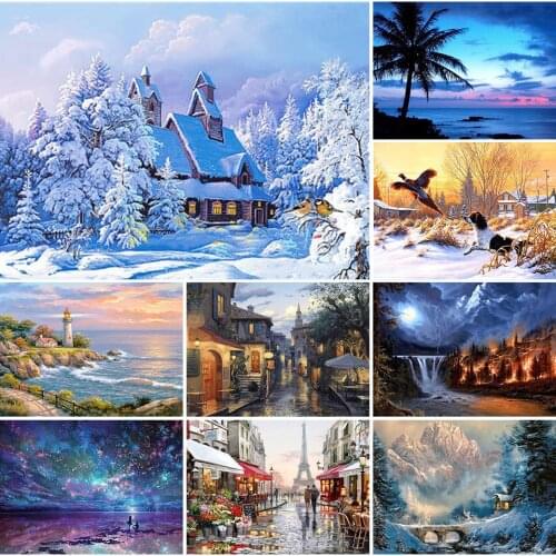 5D DIY Diamond Painting Tree Winter landscape Kit Full Drill Square Embroidery Mosaic Art Picture Of Rhinestones Home Decoration