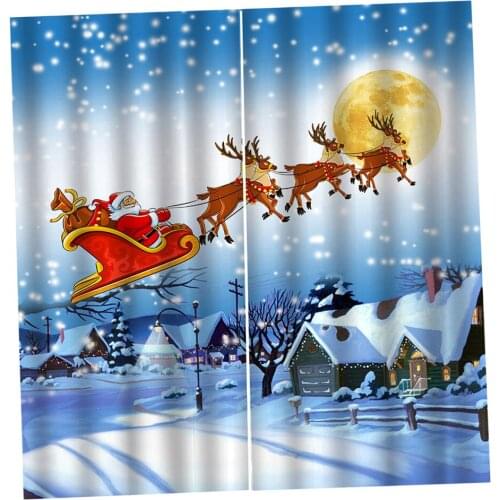 79x55" inch Christmas Santa Curtains Classical Waterproof 2Panels Drapes Xmas
