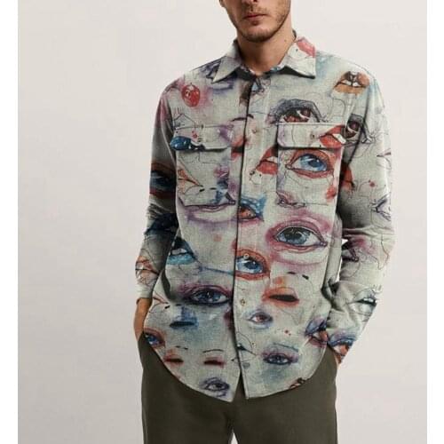 Jacket Men Casual Print Lapel Single Breasted Jacket Coat Men Autumn Slim Fit Mens Jackets Coat