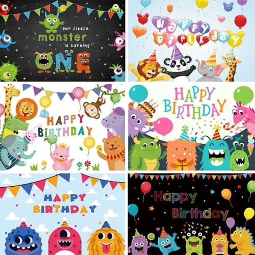 Laeacco Little Monster Baby Shower Birthday Photography Backdrops Photographic Backgrounds Vinyl For Photo Studio Photophone