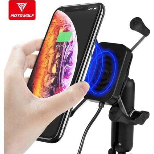 MOTOWOLF Universal Motorcycle Mobile Phone Stand Wireless Charging Fixed Bracket Electric-Bike/Scooter Riding Navigation Frame