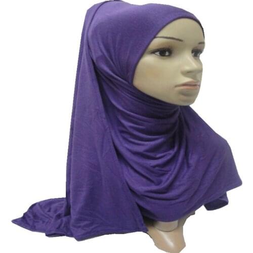 Can Pick Colors Mercerized Cotton Womens Arab Muslim Long Scarf 170*70cm One Round Instant Hijab