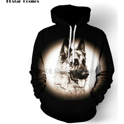 Mens Funny Sweatshirt German Shepherd Hoodie Hip Hop Streetwear Cool Punk Men Hoody Sprint Hipster Fashion Outfit Hoodies Tops