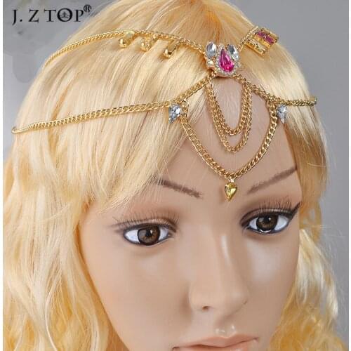 The New Multicolor Rhinestone Tassel Hair Band Classical Elegant Crystal Drop Headband Hair Hoop Hair Jewelry For Women