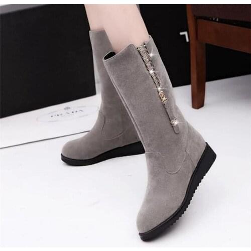 New style womens plus size boots fashion mid-tube plus velvet non-slip lightweight comfortable casual boots platform boots