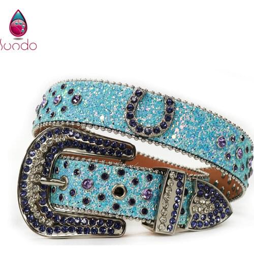 New Vintage Cowboy Rhinestones Belts Bling Crystal Diamond Designer Strass Studded Belts For Women Men Cinturones para mujer
