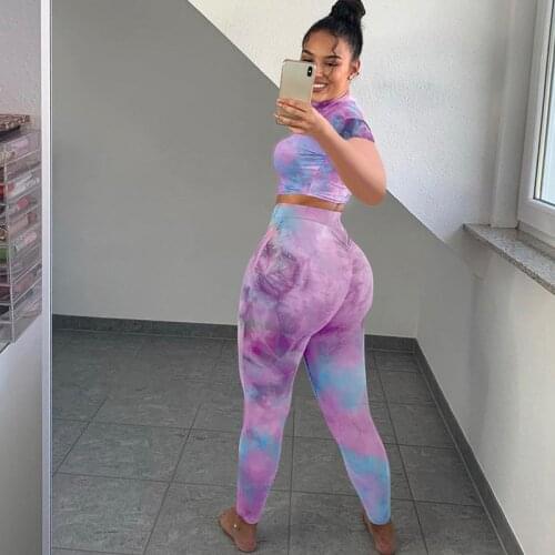 New High Waist Yoga Legging Set Exercise Clothes One-Shoulder Print Yoga Suit Digital Sports Fitness Gym Set Pant Activewear Set