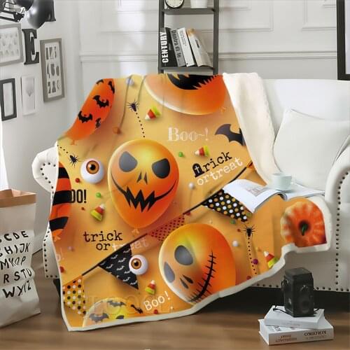 Halloween Party Blanket Pumpkin Trick Little Devil Print Blanket for Bed Home Decoration Blanket Harajuku Kid Aldult Thick Quilt