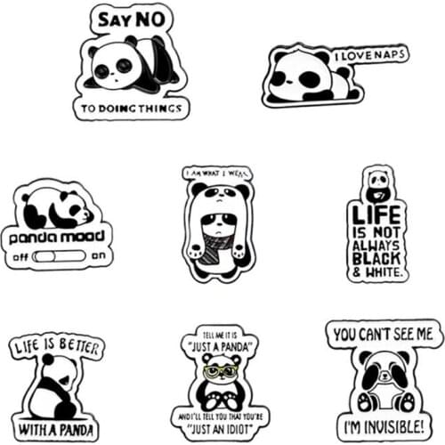 Panda Enamel Pin Brooches Enamel Badges For Women Cute Black And White Panda Anime Pins Womens Badges Enamel Brooch On Backpack