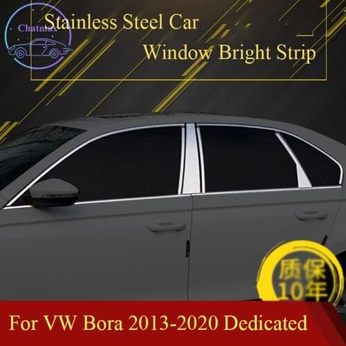 Stainless Steel Bar Car Window Trim for Volkswagen VW Bora 2013-2020 Car Door Window Bright Strip Decoration Accessories