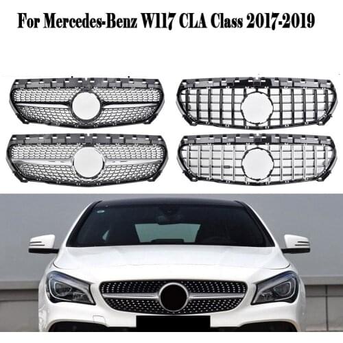 Front Racing Billet Bumper Grille Cover For Mercedes Benz W117 CLA Class 2017 2018 2019 Diamond GTR