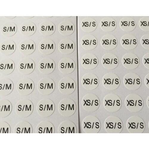 Size Label Clothing label Garment Size tags Packaging Size stickers Size