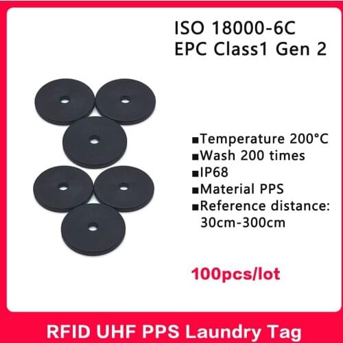 RFID UHF Laundry Tag 860-960MHz High Temperature Resistant PPS-button RFID Tag Smart Alien Card ISO 18000-6C 100pcs Good Quality