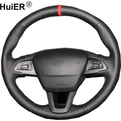 Hand Sewing Car Steering Wheel Cover Volant For Ford Focus 3 2015 2016 2017 2018 Kuga 2016 2017 2018 Escape 2016 2017 2018