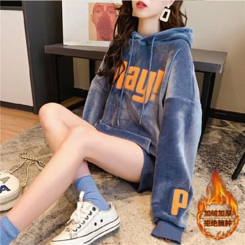 Timis Li Gold velvet Hoodies For Women Solid color Casual Sweatshirt Spring autumn New womens elegant Pullover Hoodies