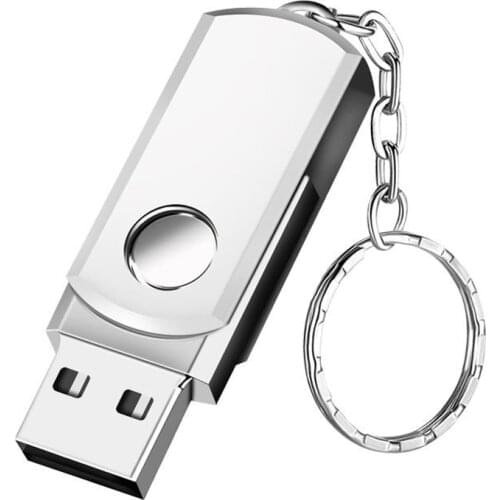 Silver Metal 32GB USB Flash Drive, Portable Waterproof 64GB Pen Drive Storage Keychain Thumb Drive Memory Stick with Anti-Lost