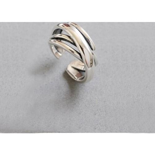 Retro Vintage Jewelry Silver Color Irregular Geometric Rings For Women Men Big Opening Antique Rings