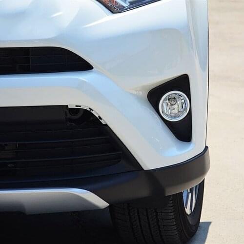High Quality for Toyota RAV4 2017 2018 car body head front fog light lamp frame stick ABS Chrome cover trim 2pcs
