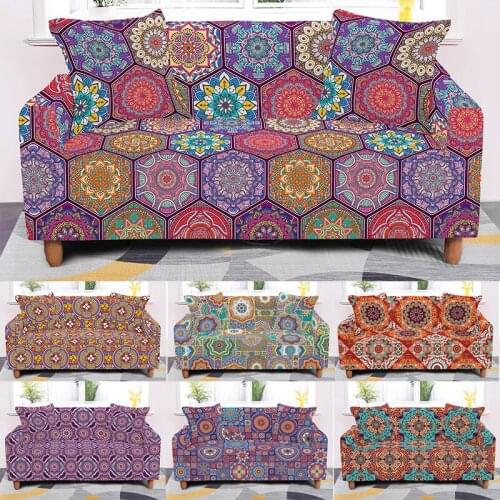 4 Sizes High Quality Sofa Covers Mandala Print Living Room Universal Size Stretch Elastic Cover For 1/2/3/4 Seat Couch
