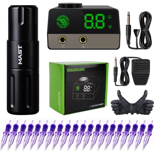 Mast Nano High Speed Magnetic Attraction Tattoo Machine Pen Set Permanent Makeup Kit LCD Power Box with Cartridge Needles