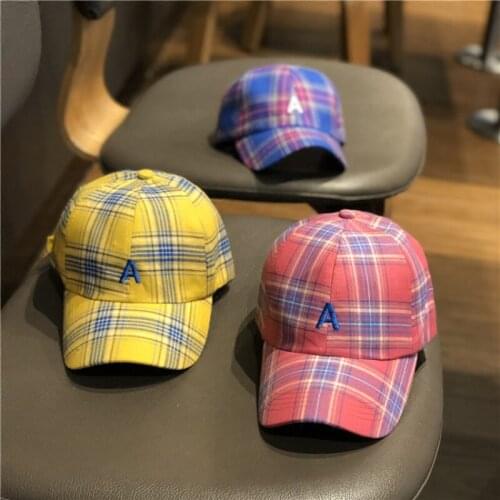 Womens Hats Korean Version of The Tide Letters Lattice Baseball Cap Summer Wild Mens Hat Outdoor Street Fashion Hip-hop Caps