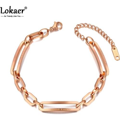 Lokaer Titanium Stainless Steel Bohemia Beach Chain & Link Bracelets For Women Trendy Good Lucky Charm Bracelet Jewelry B20127