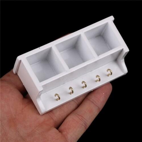 1:12 Dollhouse Miniature Kitchen Wood Wall Rack Shelf With Hook White Room Decor