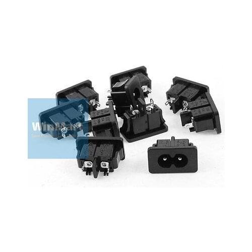 10 Pcs Panel Mount Male Plug IEC320 C8 AC Power Socket AC 250V 2.5A