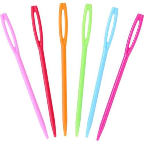 100Pcs 7cm Plastic Knitting Needles Crochet Hooks Tapestry Wool Yarn Needles Children DIY Sweater Weaving Tools