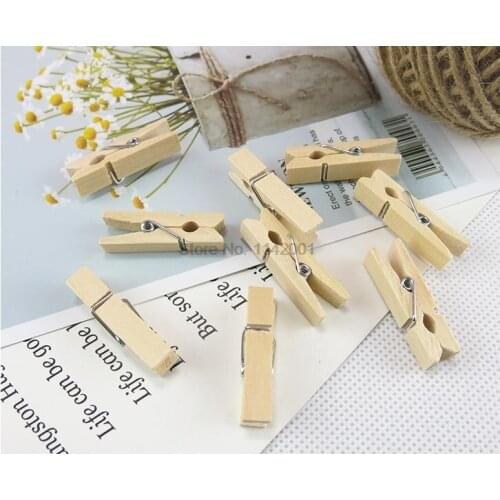 1000pcs Mini 35mm Natural Wooden Clips Photo Clips Clothespin DIY Wedding Party Wooden Clip Clips Pegs