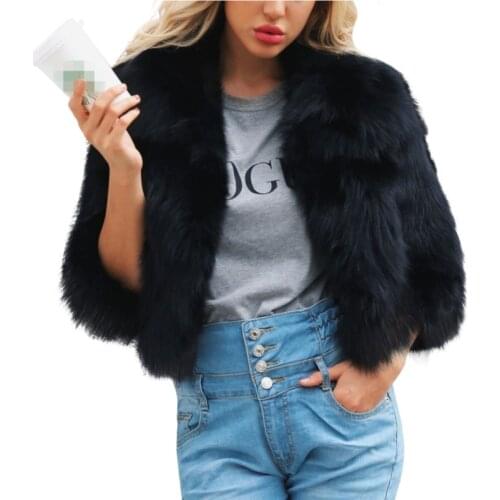 2020 Faux Fur Short Coat Women Winter Thick Warm Fluffy Outwear Soft Turntown Collar Jackets Wm