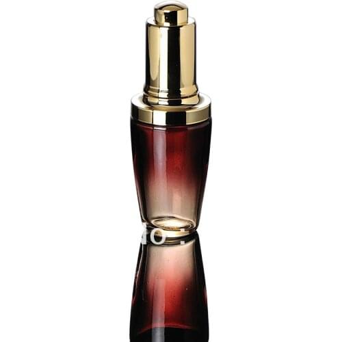 30ML red glass bottle with golden press dropper for Cosmetic Packaging