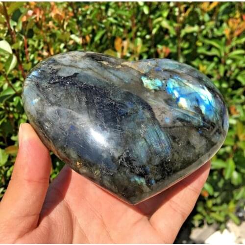 400g Natural Labradorite Heart Polished Love Quartz Crystal Rock Madagascar