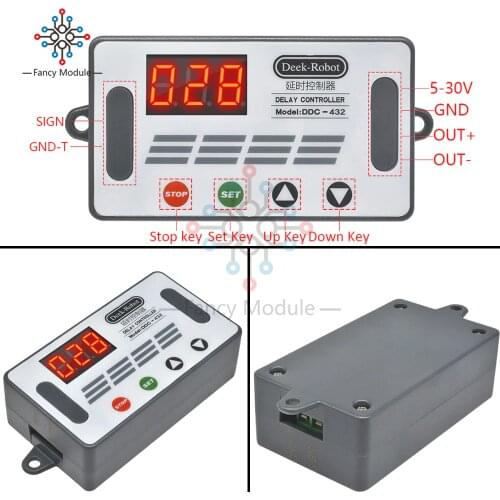 DC 5 -30V Trigger Cycle Timer Delay Relay 3 Bit LED Digit Tube 4 Switch Button Dual MOS Delay Microcontroller with Case for Car
