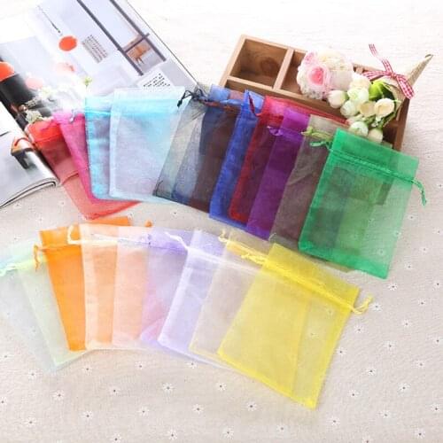 50Pcs Organza Bag Jewelry Packaging Gift Candy Wedding Party Goodie Packing Favors Pouches Drawable Bags Present Sweets Pouches