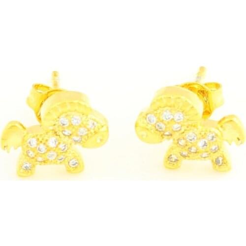 Adixyn Gold Cute Horse Earrings Fashion Jewelry 24K Gold Color Rhinestone Stud Earring For African Australia Women Girls