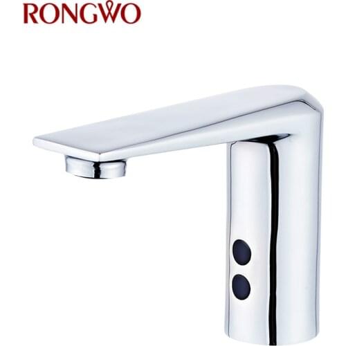 RONGWO Sensor Faucet Automatic Hand-Free Infrared Sensor Sink Faucet Hot Cold Mixer Bathroom Basin Tap Smart Inductive Tap
