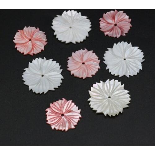 Wholesale 5pcs Natural Carved Mother of Pearl Charms Flower Shell Loose Beads for DIY Fashion Earrings Brooch Jewelry Findings