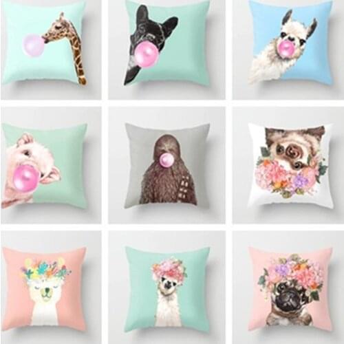Cute Animal Cushion Cover Personalized Pillow Pillowcase 45x45 Outdoor Pillows and Cushions Sofa Pillow Cover Custom Summer