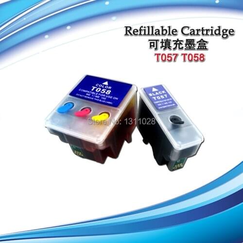 INK WAY T057 T058 Chipped Refillable ink cartridge without ink for ME1 ME1+ ME100,1 SET, 2 PCS
