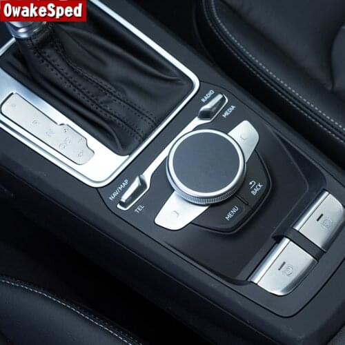 For Audi Q2 2017-2020 LHD Multimedia Decals Interior Accessories Car Styling Console Gearshift Panel Buttons Cover Trim